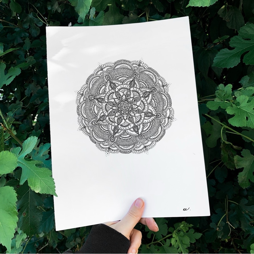Line art mandala original drawing